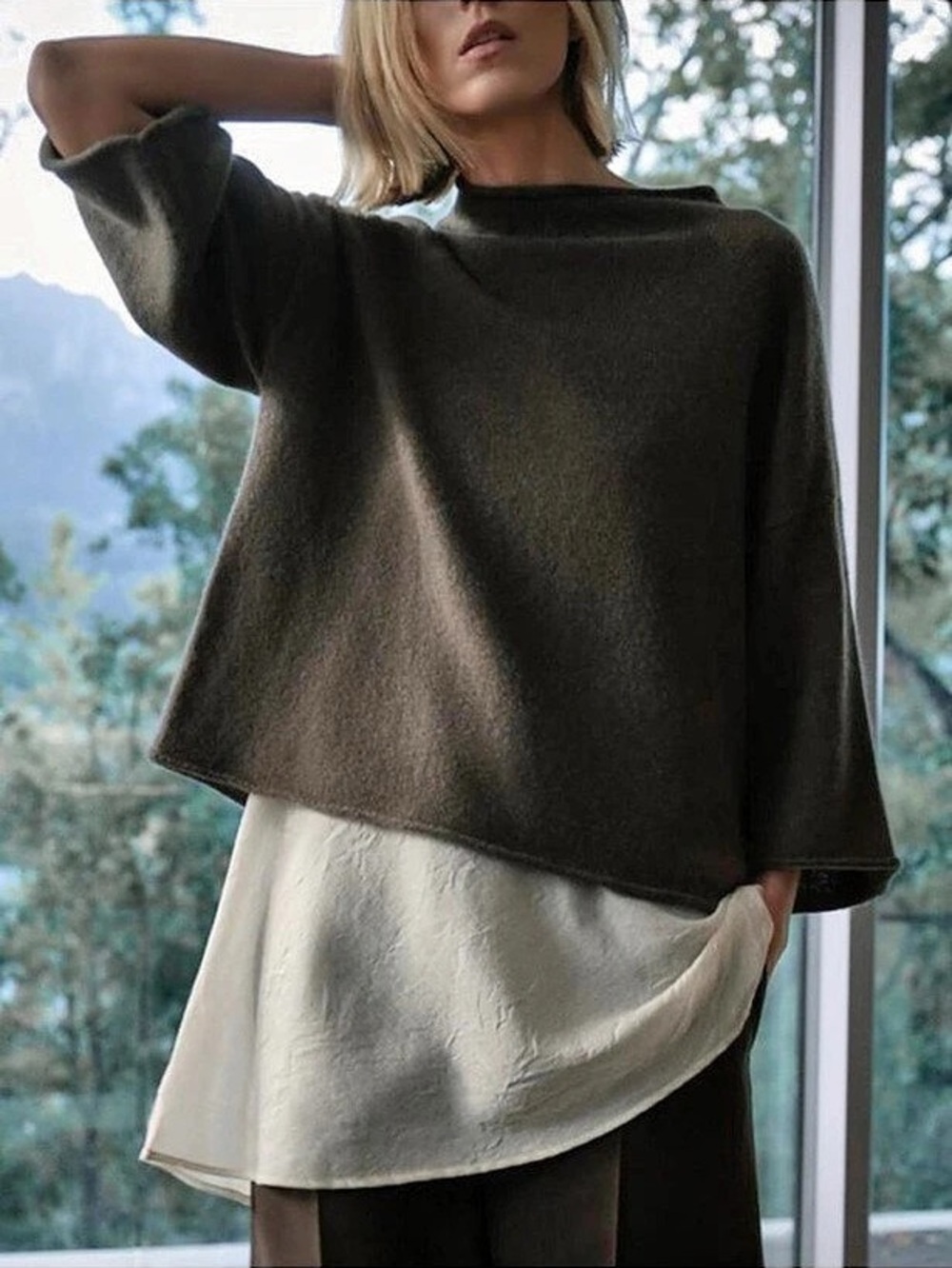 ZARA Gray Layered Sweater Size Small NWT